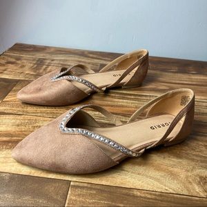 Torrid Faux Suede Rhinestone Flats 9.5 Wide New
